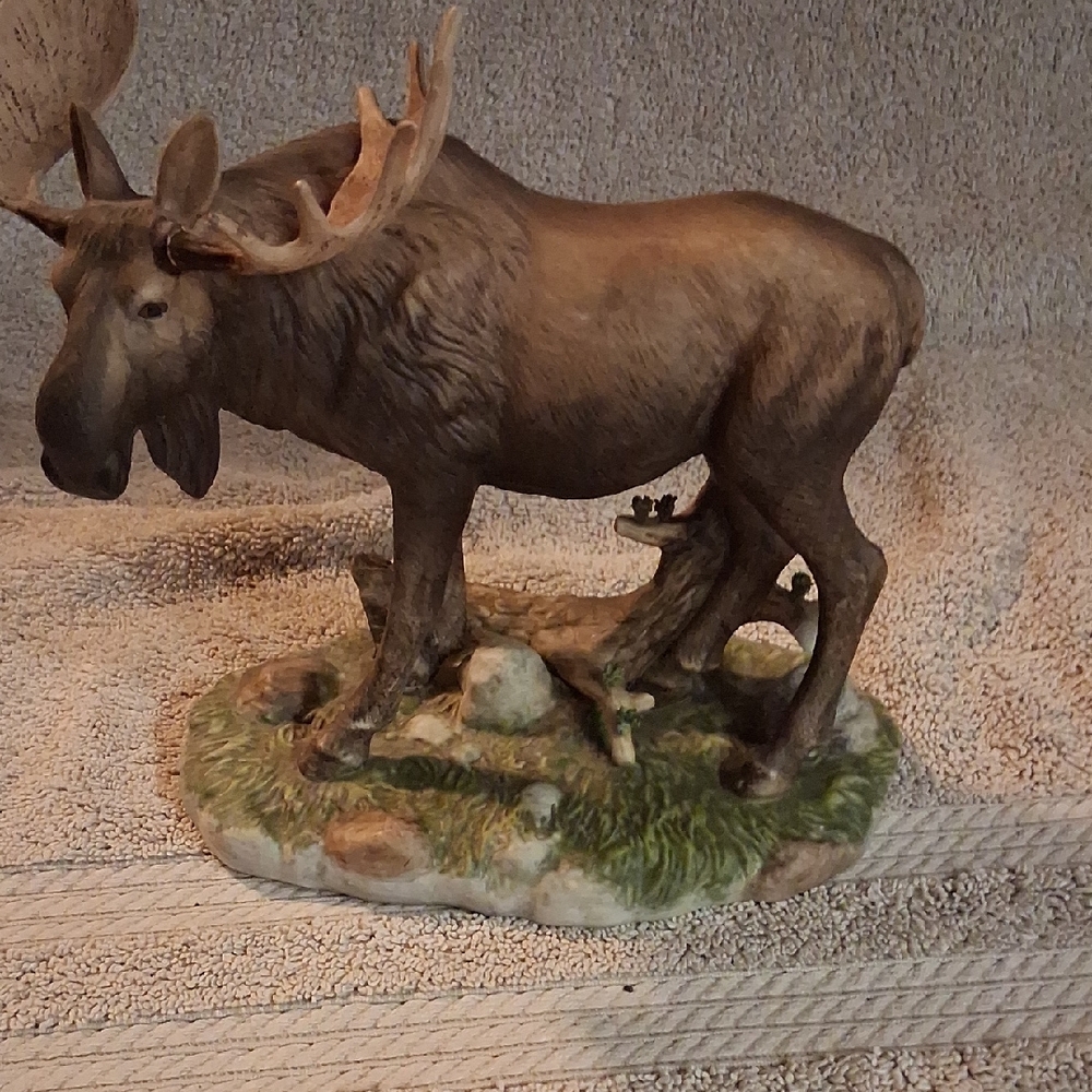 Majestic Moose Figurine in Brown and Green